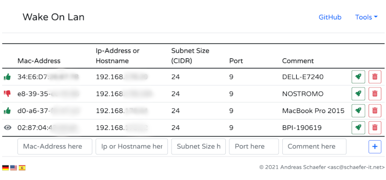 Send magic packet from php to wake up a host using "Wake on Lan"